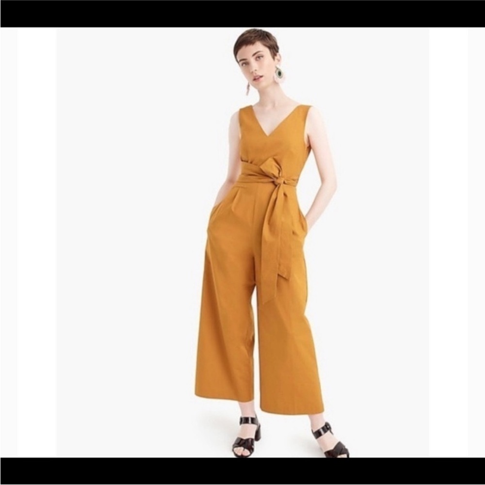 J. Crew Wrap Tie Jumpsuit Yellow Gold Wide Leg, 0